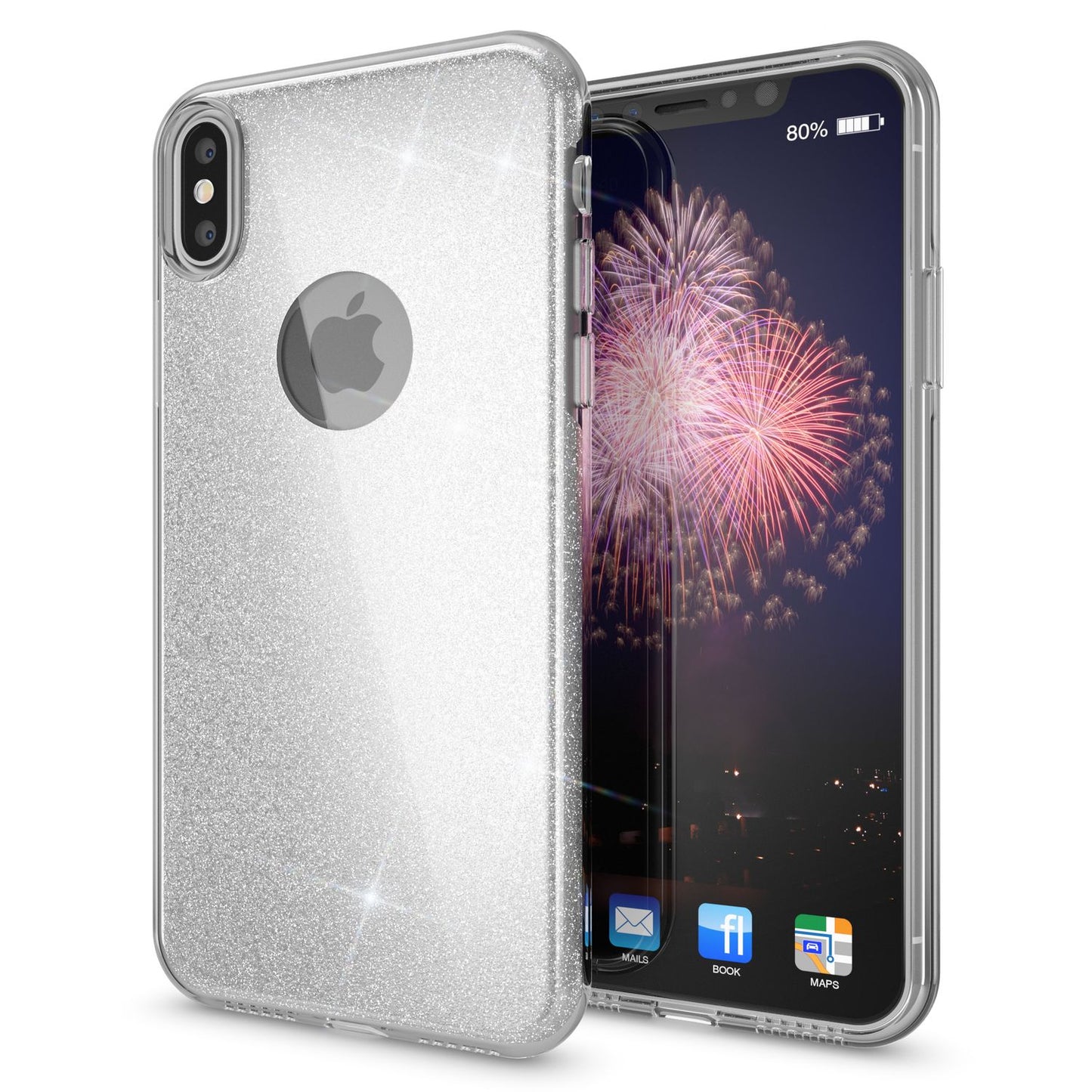 NALIA Glitzerhülle für iPhone X / XS – Funkelnder Glitzer-Look & Grip – SHINEPOP (Silikon Case) – Marke aus Berlin