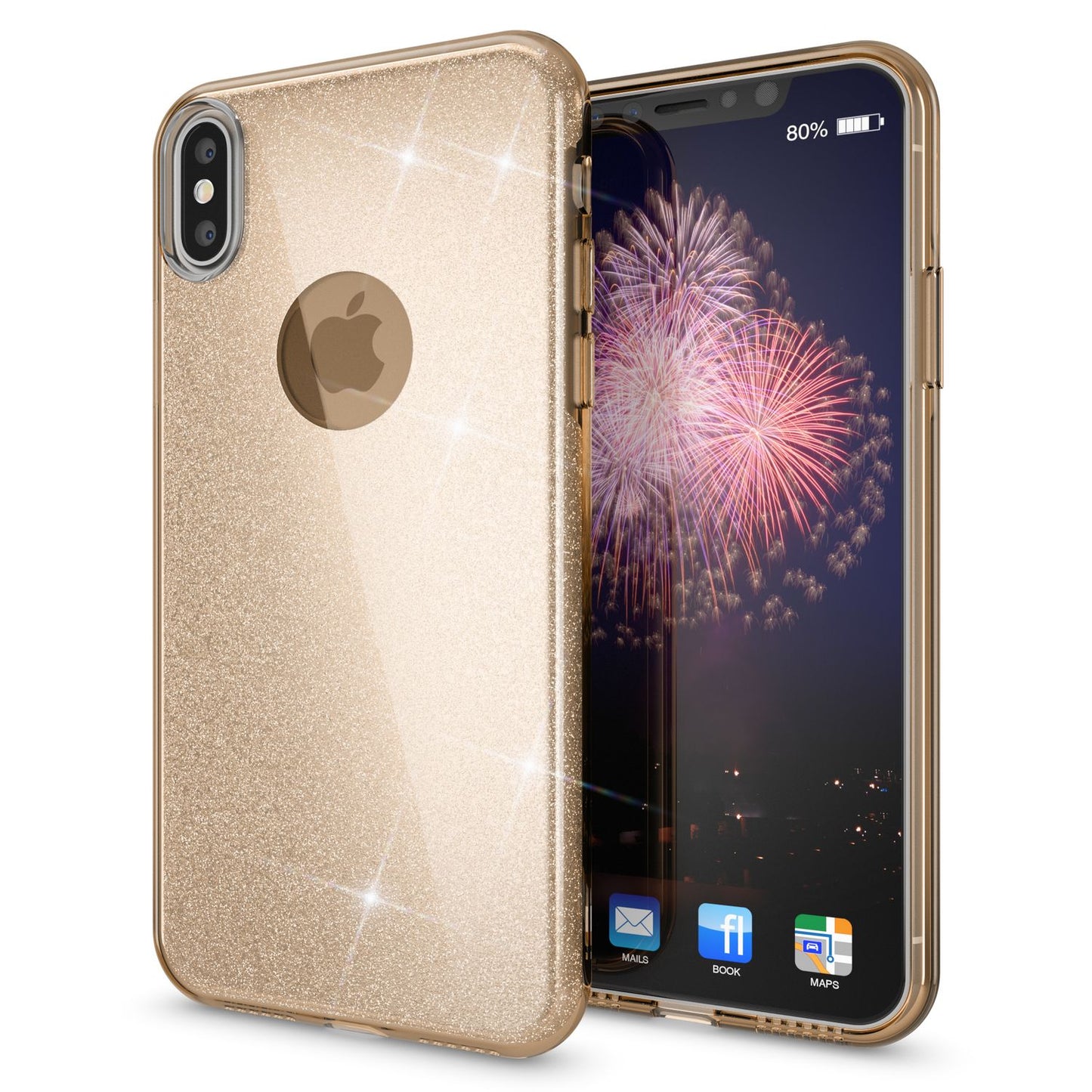 NALIA Glitzerhülle für iPhone X / XS – Funkelnder Glitzer-Look & Grip – SHINEPOP (Silikon Case) – Marke aus Berlin