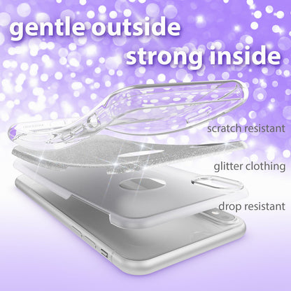 NALIA Glitzerhülle für iPhone X / XS – Funkelnder Glitzer-Look & Grip – SHINEPOP (Silikon Case) – Marke aus Berlin