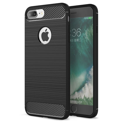 NALIA Silikonhülle für iPhone 7 Plus / 8 Plus – Rutschfest & Matt – VORTEX (Gebürstete Optik & Carbon Design) – Marke aus Berlin