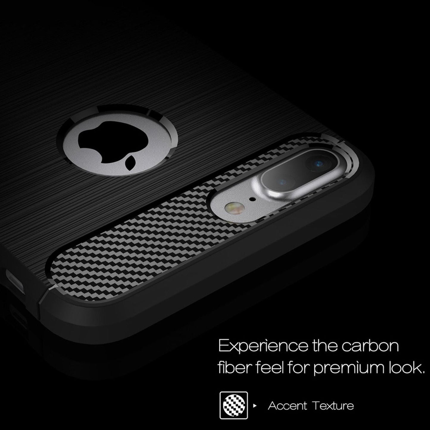 NALIA Silikonhülle für iPhone 7 Plus / 8 Plus – Rutschfest & Matt – VORTEX (Gebürstete Optik & Carbon Design) – Marke aus Berlin