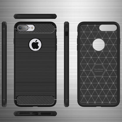 NALIA Silikonhülle für iPhone 7 Plus / 8 Plus – Rutschfest & Matt – VORTEX (Gebürstete Optik & Carbon Design) – Marke aus Berlin