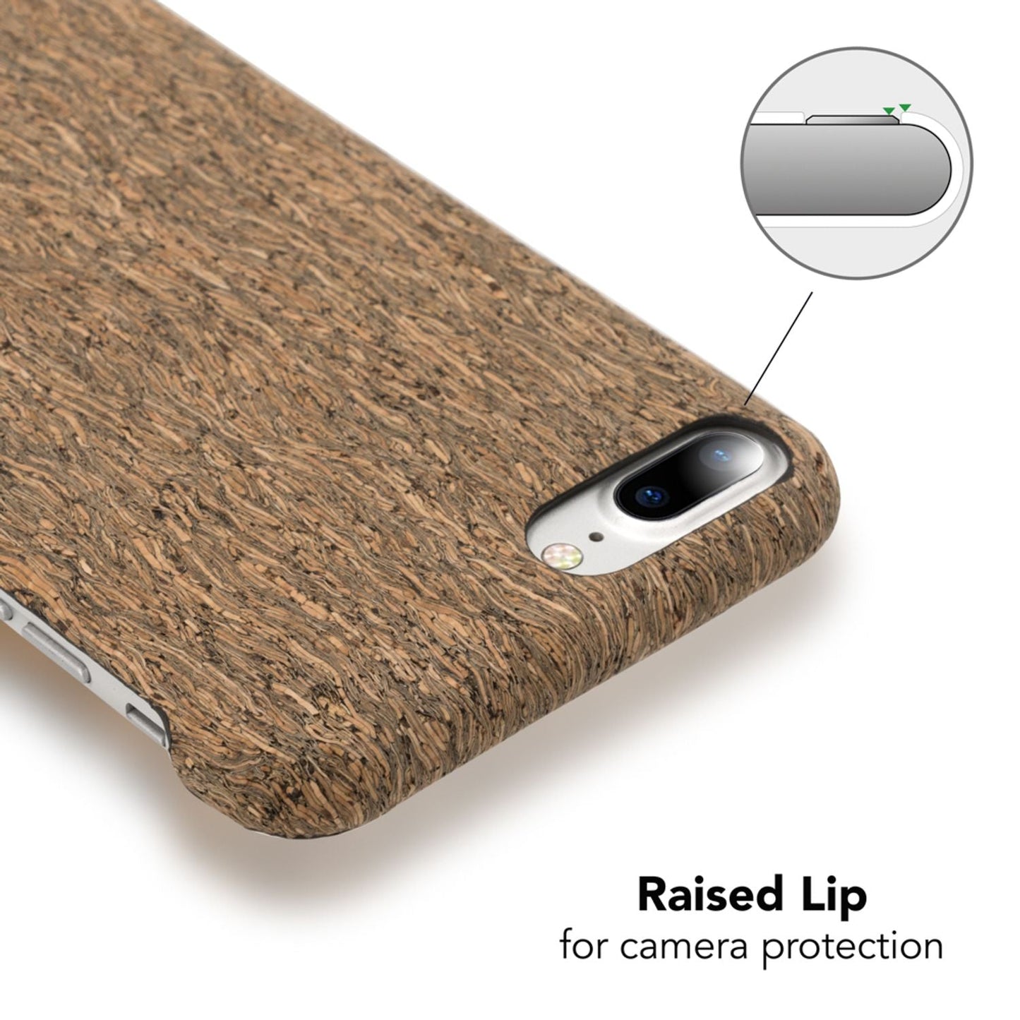 NALIA Kork Hülle kompatibel mit iPhone 8 Plus / 7 Plus, Natur-Holz Look Handyhülle Handy-Tasche Dünnes Ultra-Slim Hardcase Schutz Etui Back-Cover Bumper Case Schutzhülle