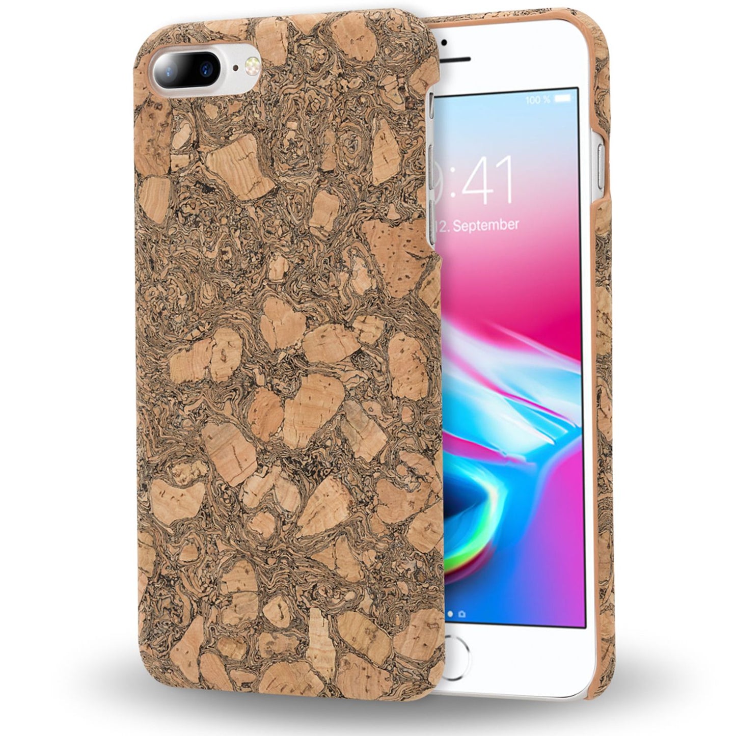 NALIA Kork Hülle kompatibel mit iPhone 8 Plus / 7 Plus, Natur-Holz Look Handyhülle Handy-Tasche Dünnes Ultra-Slim Hardcase Schutz Etui Back-Cover Bumper Case Schutzhülle