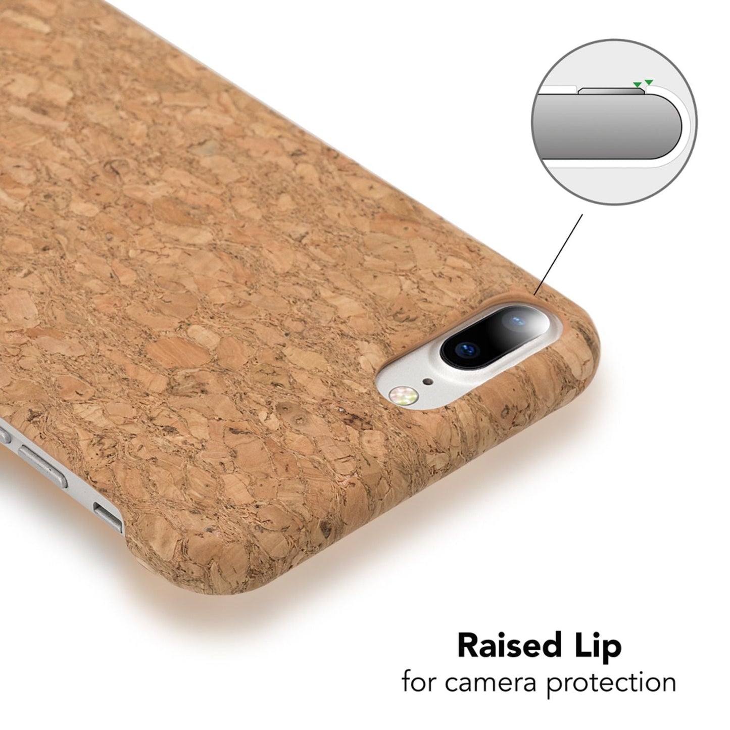 NALIA Kork Hülle kompatibel mit iPhone 8 Plus / 7 Plus, Natur-Holz Look Handyhülle Handy-Tasche Dünnes Ultra-Slim Hardcase Schutz Etui Back-Cover Bumper Case Schutzhülle