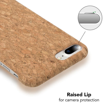 NALIA Kork Hülle kompatibel mit iPhone 8 Plus / 7 Plus, Natur-Holz Look Handyhülle Handy-Tasche Dünnes Ultra-Slim Hardcase Schutz Etui Back-Cover Bumper Case Schutzhülle