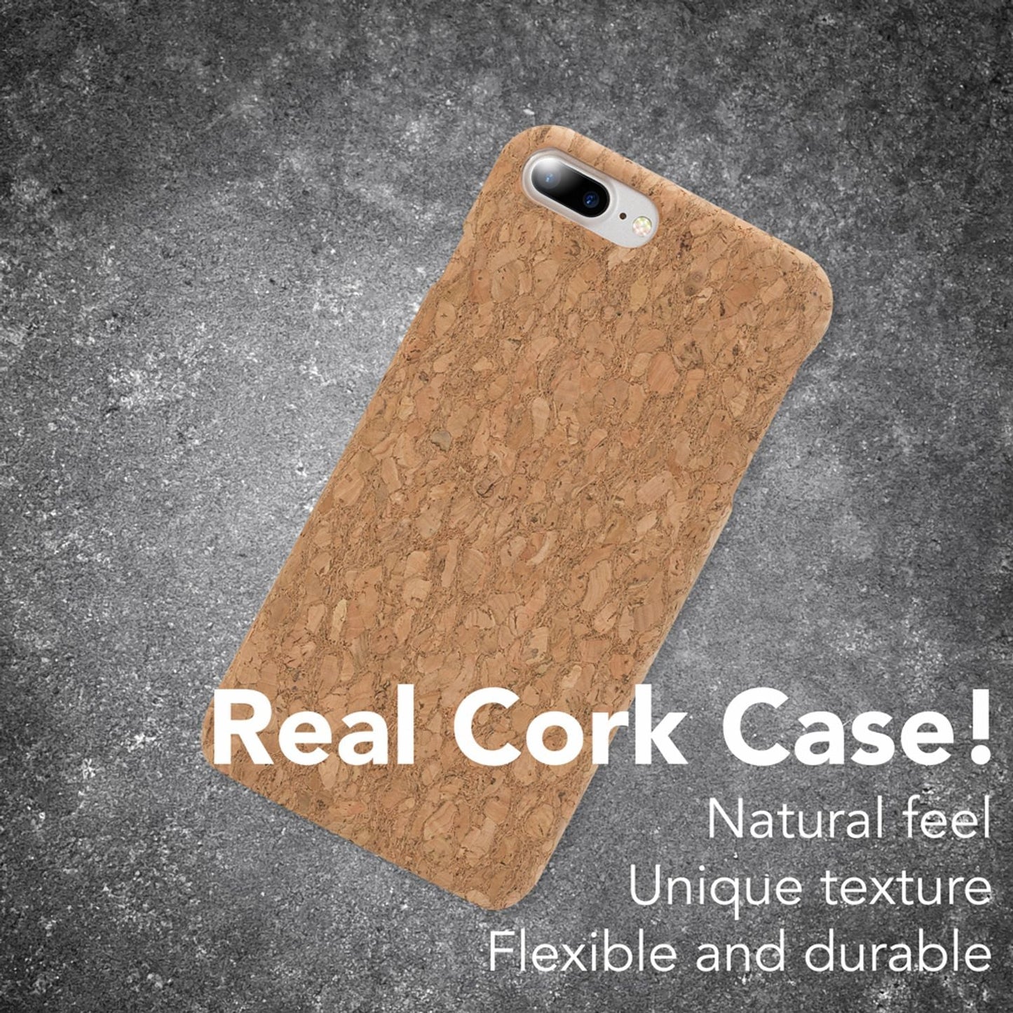 NALIA Kork Hülle kompatibel mit iPhone 8 Plus / 7 Plus, Natur-Holz Look Handyhülle Handy-Tasche Dünnes Ultra-Slim Hardcase Schutz Etui Back-Cover Bumper Case Schutzhülle