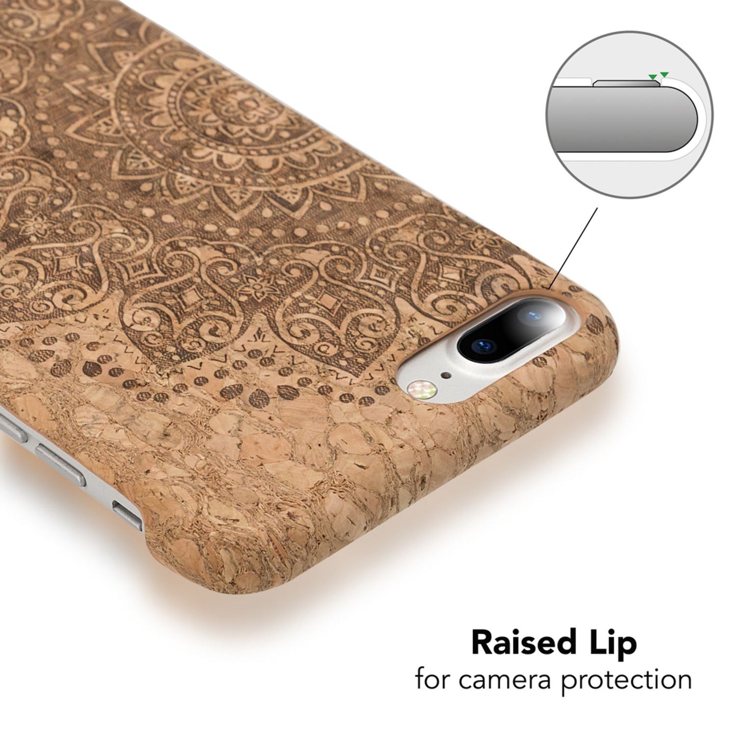 NALIA Kork Hülle kompatibel mit iPhone 8 Plus / 7 Plus, Natur-Holz Look Handyhülle Handy-Tasche Dünnes Ultra-Slim Hardcase Schutz Etui Back-Cover Bumper Case Schutzhülle