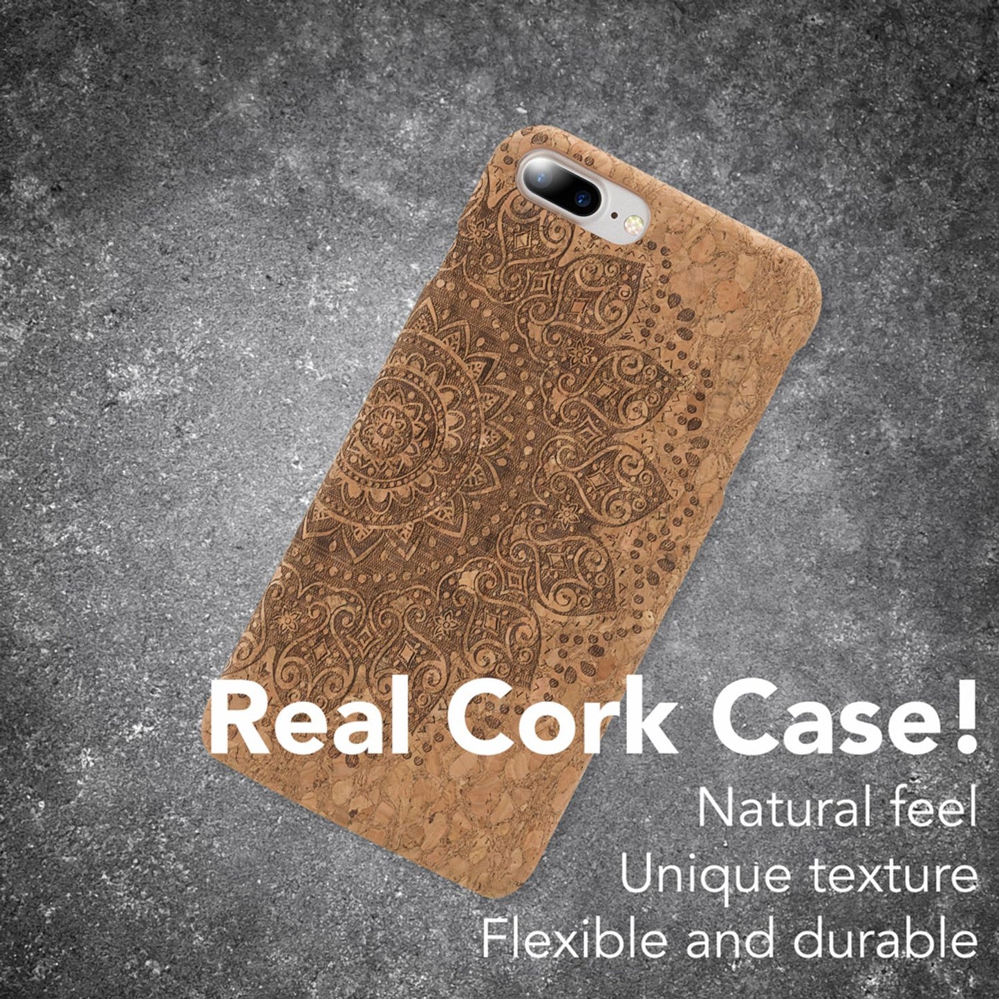 NALIA Kork Hülle kompatibel mit iPhone 8 Plus / 7 Plus, Natur-Holz Look Handyhülle Handy-Tasche Dünnes Ultra-Slim Hardcase Schutz Etui Back-Cover Bumper Case Schutzhülle