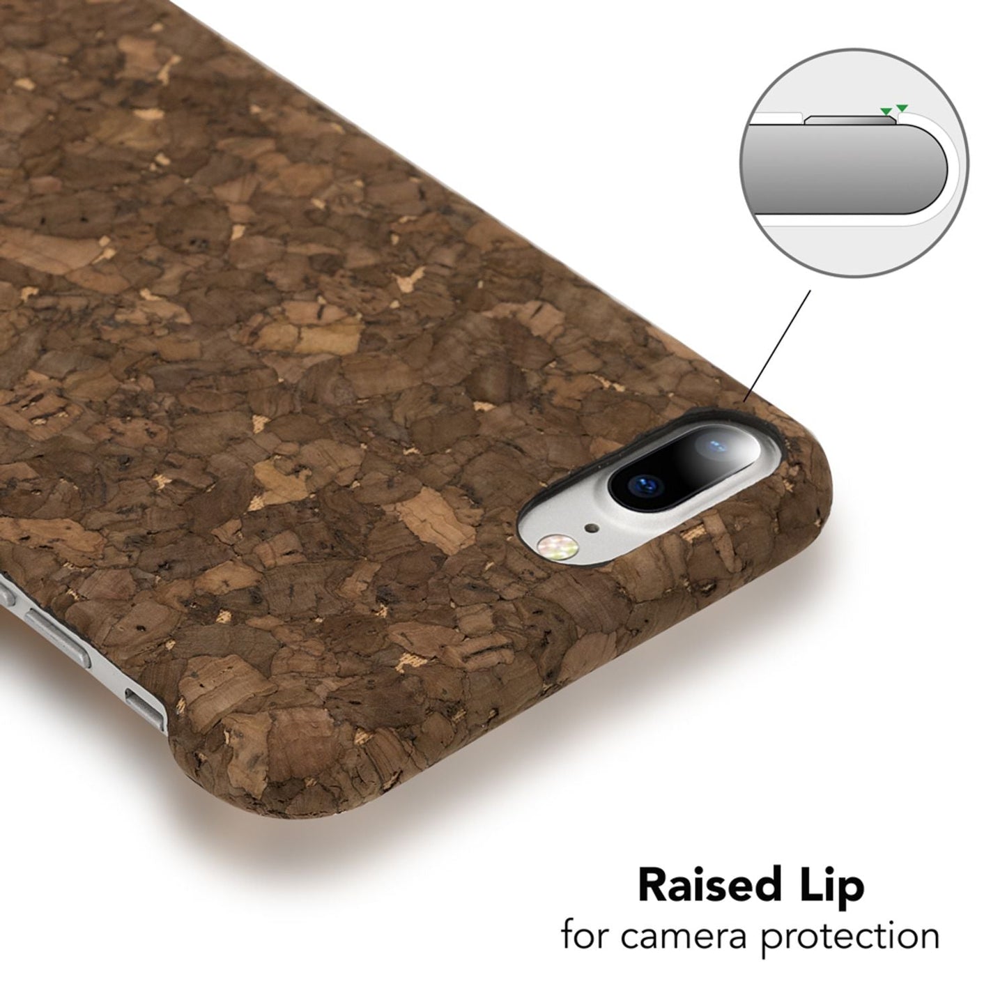 NALIA Kork Hülle kompatibel mit iPhone 8 Plus / 7 Plus, Natur-Holz Look Handyhülle Handy-Tasche Dünnes Ultra-Slim Hardcase Schutz Etui Back-Cover Bumper Case Schutzhülle