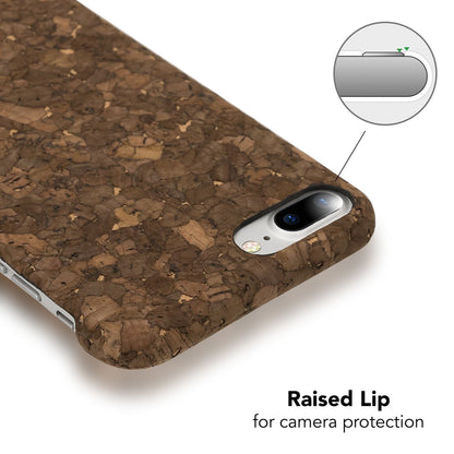 NALIA Kork Hülle kompatibel mit iPhone 8 Plus / 7 Plus, Natur-Holz Look Handyhülle Handy-Tasche Dünnes Ultra-Slim Hardcase Schutz Etui Back-Cover Bumper Case Schutzhülle