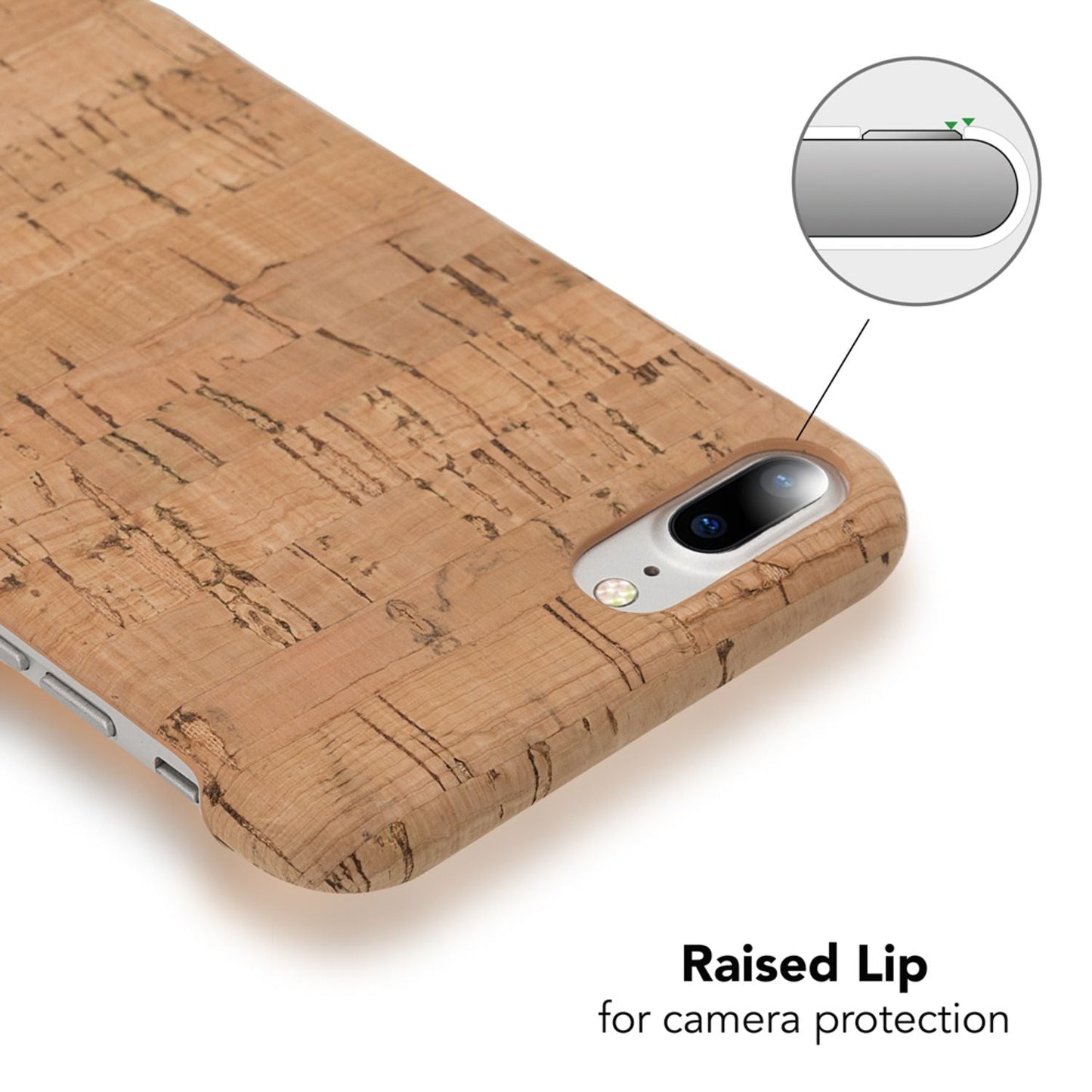 NALIA Kork Hülle kompatibel mit iPhone 8 Plus / 7 Plus, Natur-Holz Look Handyhülle Handy-Tasche Dünnes Ultra-Slim Hardcase Schutz Etui Back-Cover Bumper Case Schutzhülle
