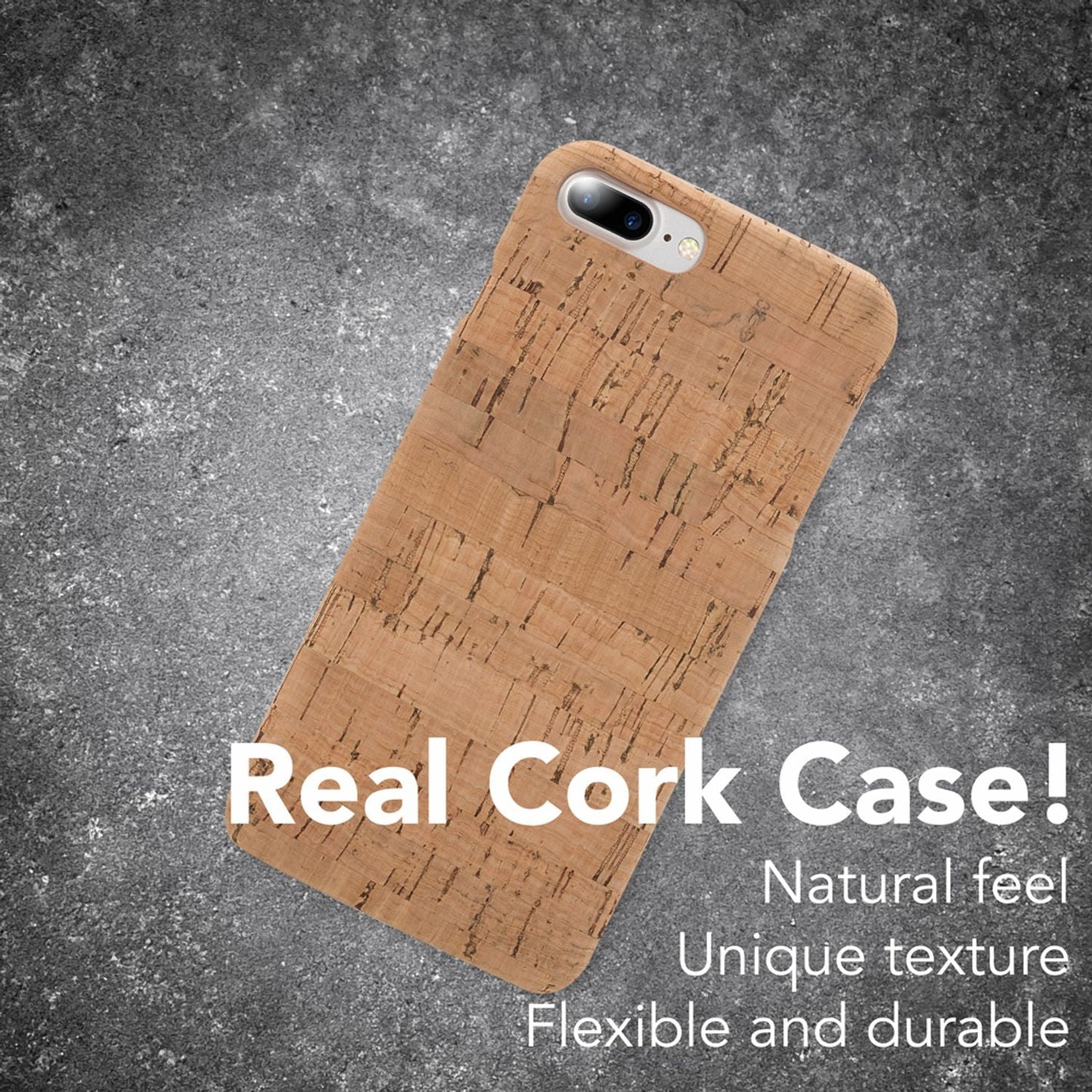 NALIA Kork Hülle kompatibel mit iPhone 8 Plus / 7 Plus, Natur-Holz Look Handyhülle Handy-Tasche Dünnes Ultra-Slim Hardcase Schutz Etui Back-Cover Bumper Case Schutzhülle