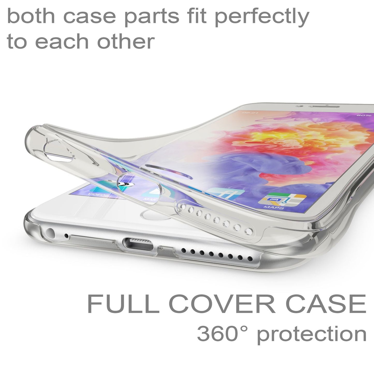 NALIA 360 Grad Handyhülle kompatibel mit Apple iPhone 6 Plus 6S Plus, Full Cover vorne hinten Doppel-Schutz, Dünnes Ganzkörper Case Silikon, Transparenter Displayschutz & Rückseite
