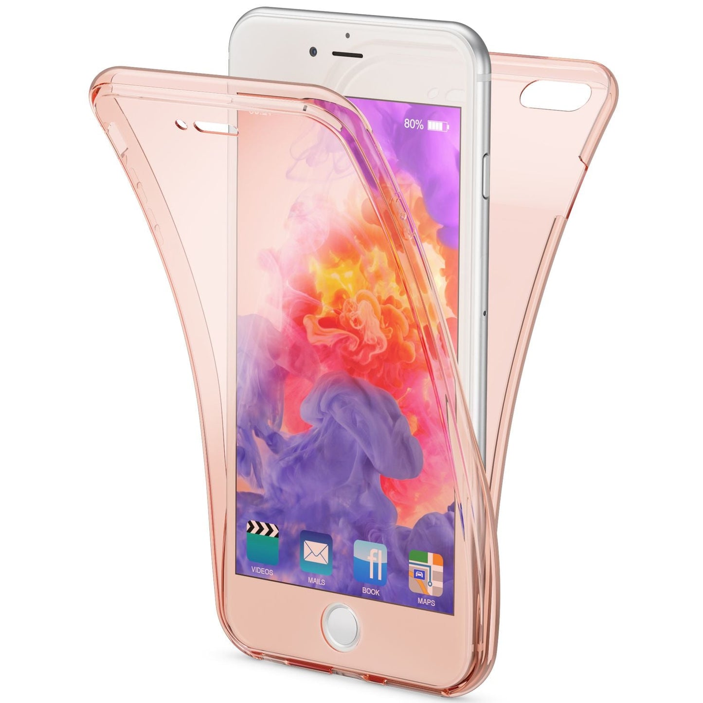 NALIA 360 Grad Handyhülle kompatibel mit Apple iPhone 6 Plus 6S Plus, Full Cover vorne hinten Doppel-Schutz, Dünnes Ganzkörper Case Silikon, Transparenter Displayschutz & Rückseite
