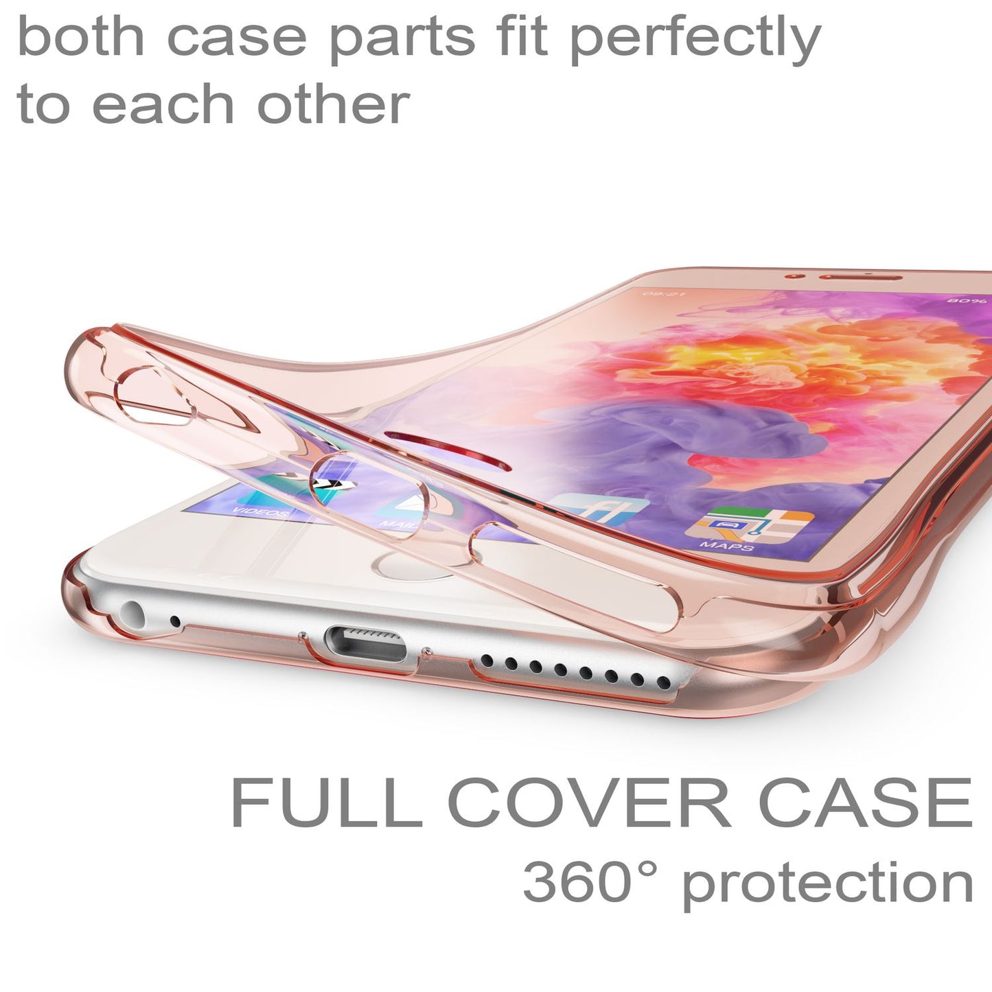 NALIA 360 Grad Handyhülle kompatibel mit Apple iPhone 6 Plus 6S Plus, Full Cover vorne hinten Doppel-Schutz, Dünnes Ganzkörper Case Silikon, Transparenter Displayschutz & Rückseite