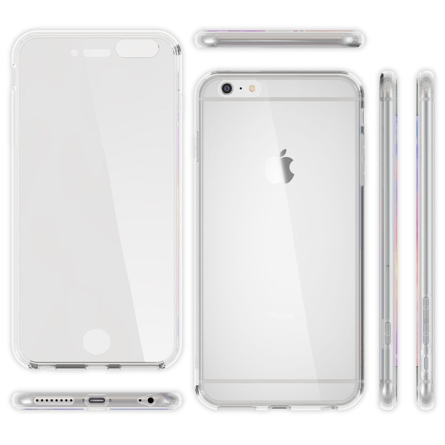 NALIA 360 Grad Handyhülle kompatibel mit Apple iPhone 6 Plus 6S Plus, Full Cover vorne hinten Doppel-Schutz, Dünnes Ganzkörper Case Silikon, Transparenter Displayschutz & Rückseite