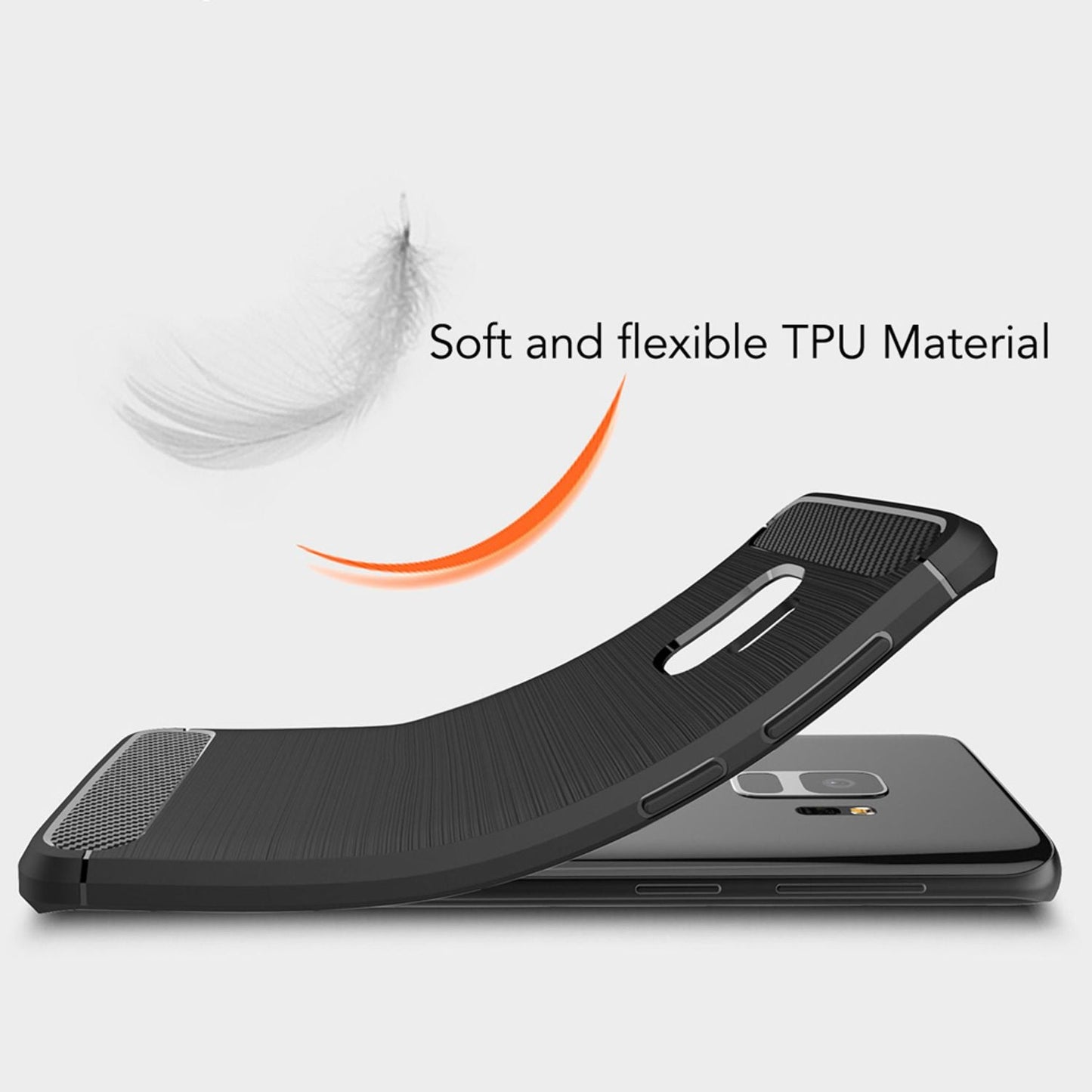NALIA Silikonhülle für Samsung Galaxy S9 – Rutschfest & Matt – VORTEX (Gebürstete Optik & Carbon Design) – Marke aus Berlin