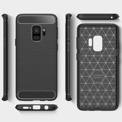 NALIA Silikonhülle für Samsung Galaxy S9 – Rutschfest & Matt – VORTEX (Gebürstete Optik & Carbon Design) – Marke aus Berlin