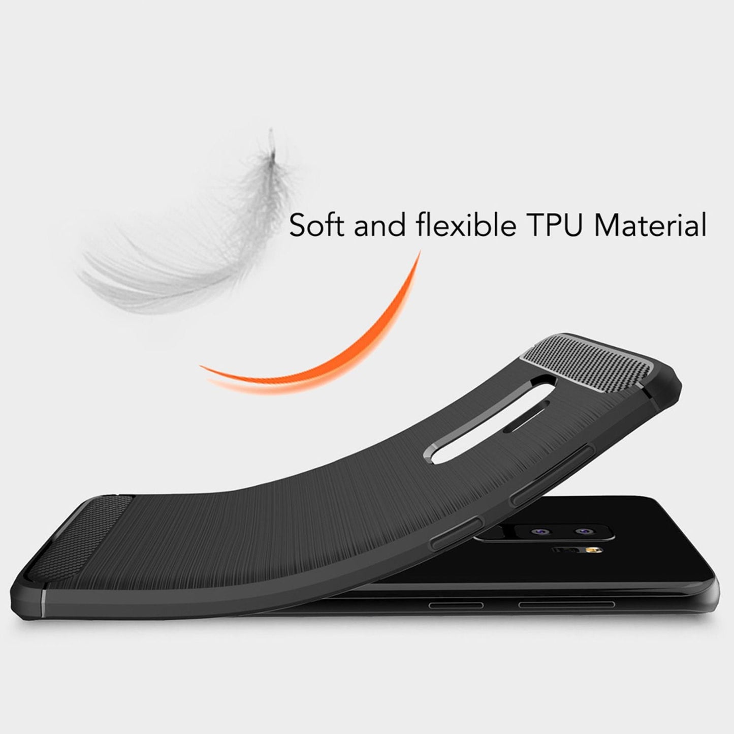 NALIA Silikonhülle für Samsung Galaxy S9 Plus – Rutschfest & Matt – VORTEX (Gebürstete Optik & Carbon Design) – Marke aus Berlin