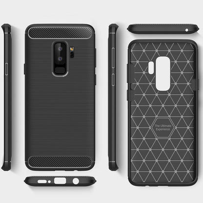 NALIA Silikonhülle für Samsung Galaxy S9 Plus – Rutschfest & Matt – VORTEX (Gebürstete Optik & Carbon Design) – Marke aus Berlin