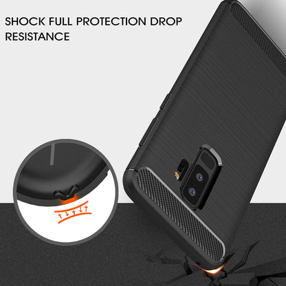 NALIA Silikonhülle für Samsung Galaxy S9 Plus – Rutschfest & Matt – VORTEX (Gebürstete Optik & Carbon Design) – Marke aus Berlin