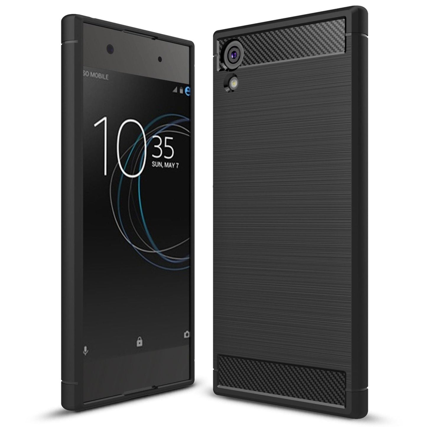 NALIA Silikonhülle für Sony Xperia XA1 Ultra – Rutschfest & Matt – VORTEX (Gebürstete Optik & Carbon Design) – Marke aus Berlin