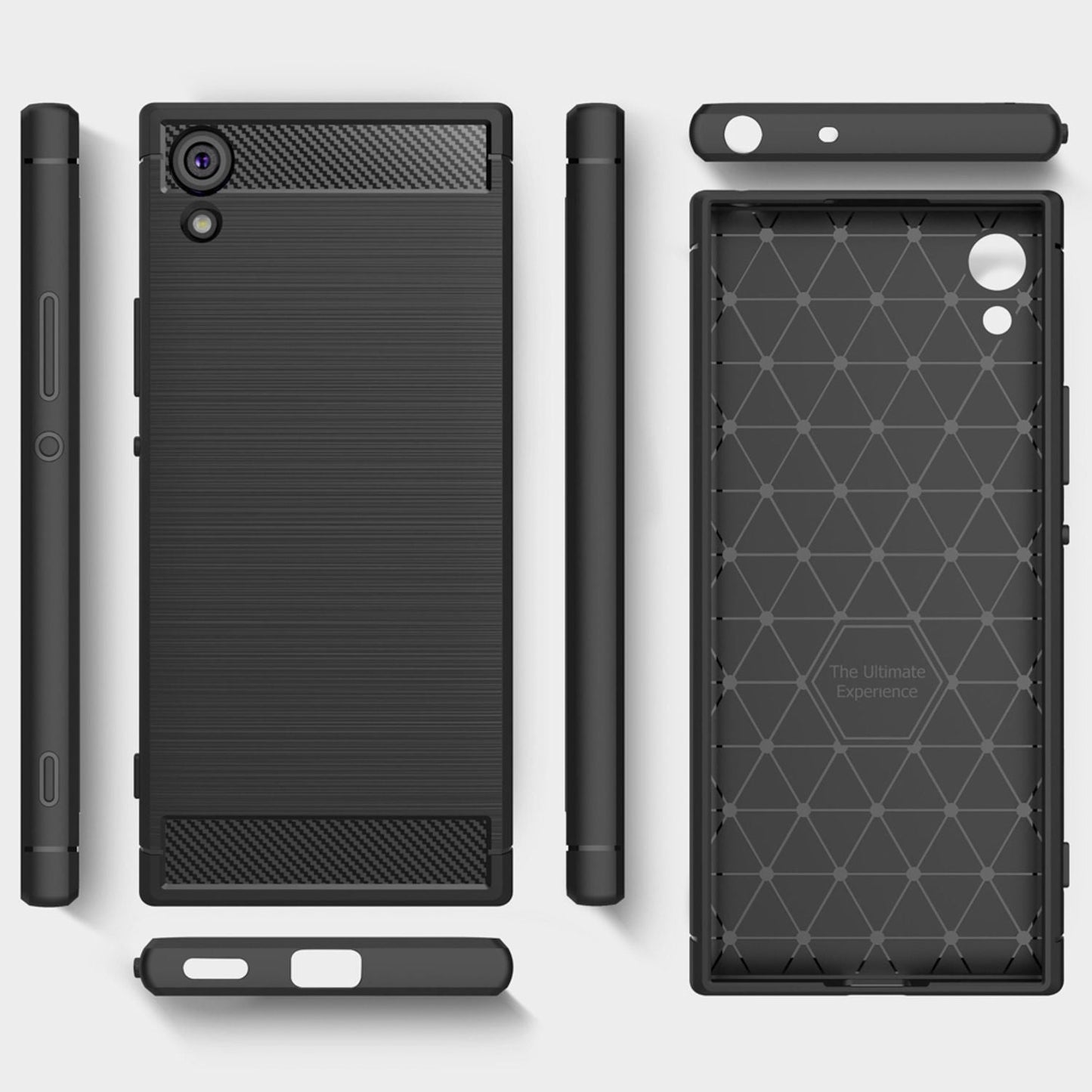 NALIA Silikonhülle für Sony Xperia XA1 Ultra – Rutschfest & Matt – VORTEX (Gebürstete Optik & Carbon Design) – Marke aus Berlin