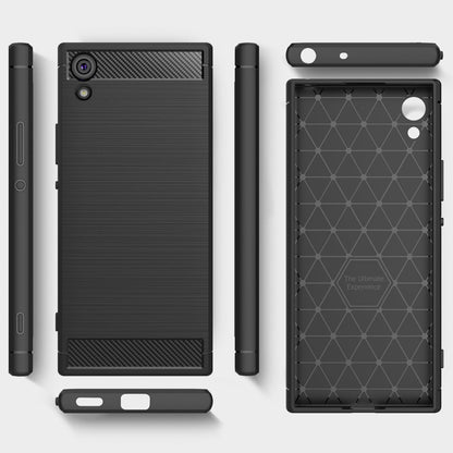 NALIA Silikonhülle für Sony Xperia XA1 Ultra – Rutschfest & Matt – VORTEX (Gebürstete Optik & Carbon Design) – Marke aus Berlin