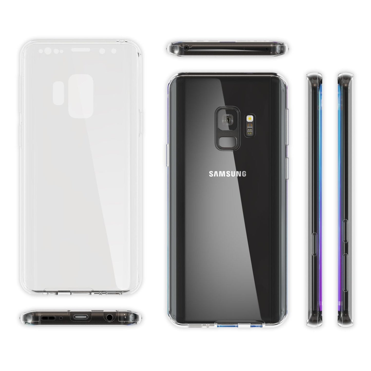 NALIA 360 Grad Hülle kompatibel mit Samsung Galaxy S9, Full Cover vorne & hinten Rundum Doppel-Schutz, Dünnes Ganzkörper Case Silikon Etui, Transparenter Displayschutz & Rückseite