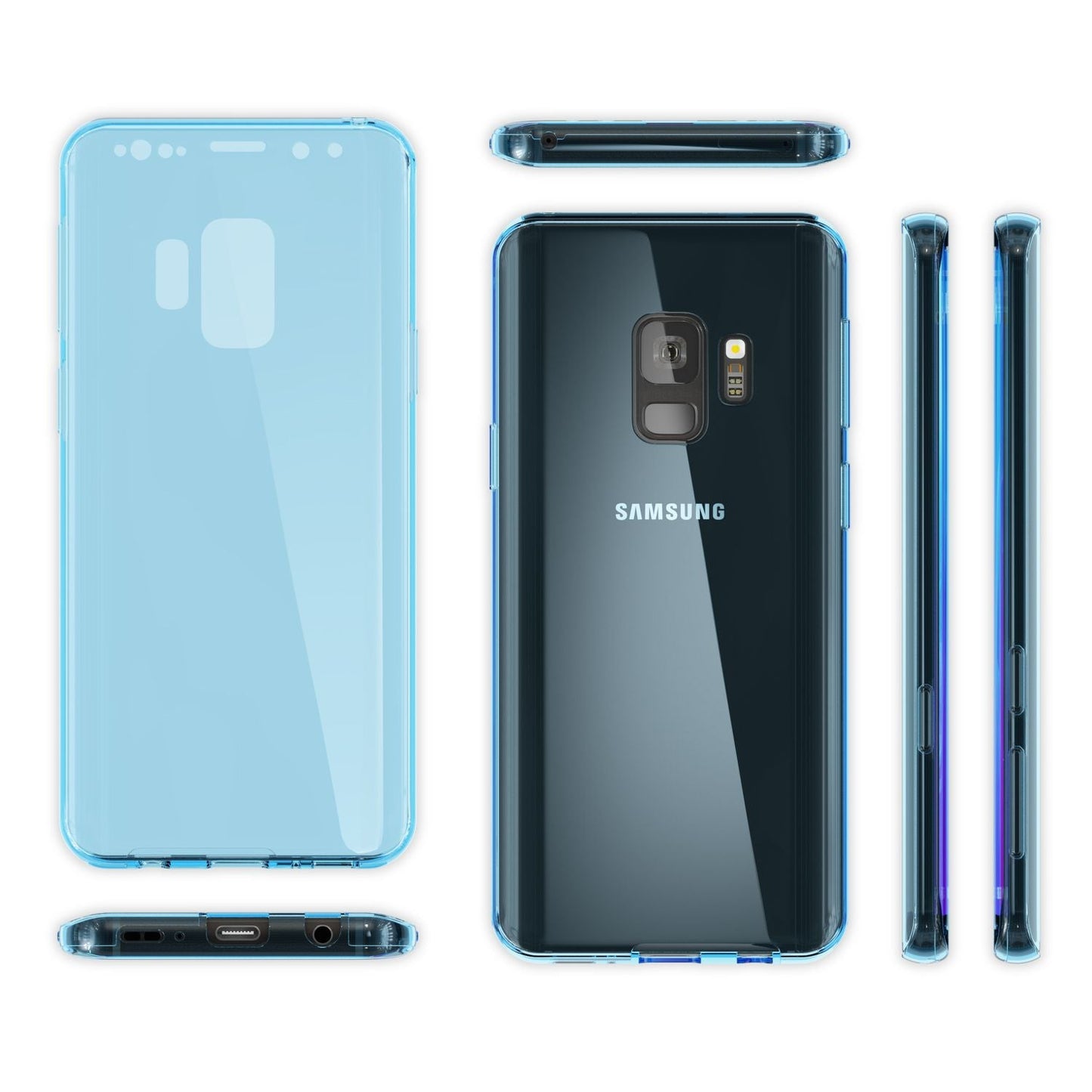 NALIA 360 Grad Hülle kompatibel mit Samsung Galaxy S9, Full Cover vorne & hinten Rundum Doppel-Schutz, Dünnes Ganzkörper Case Silikon Etui, Transparenter Displayschutz & Rückseite
