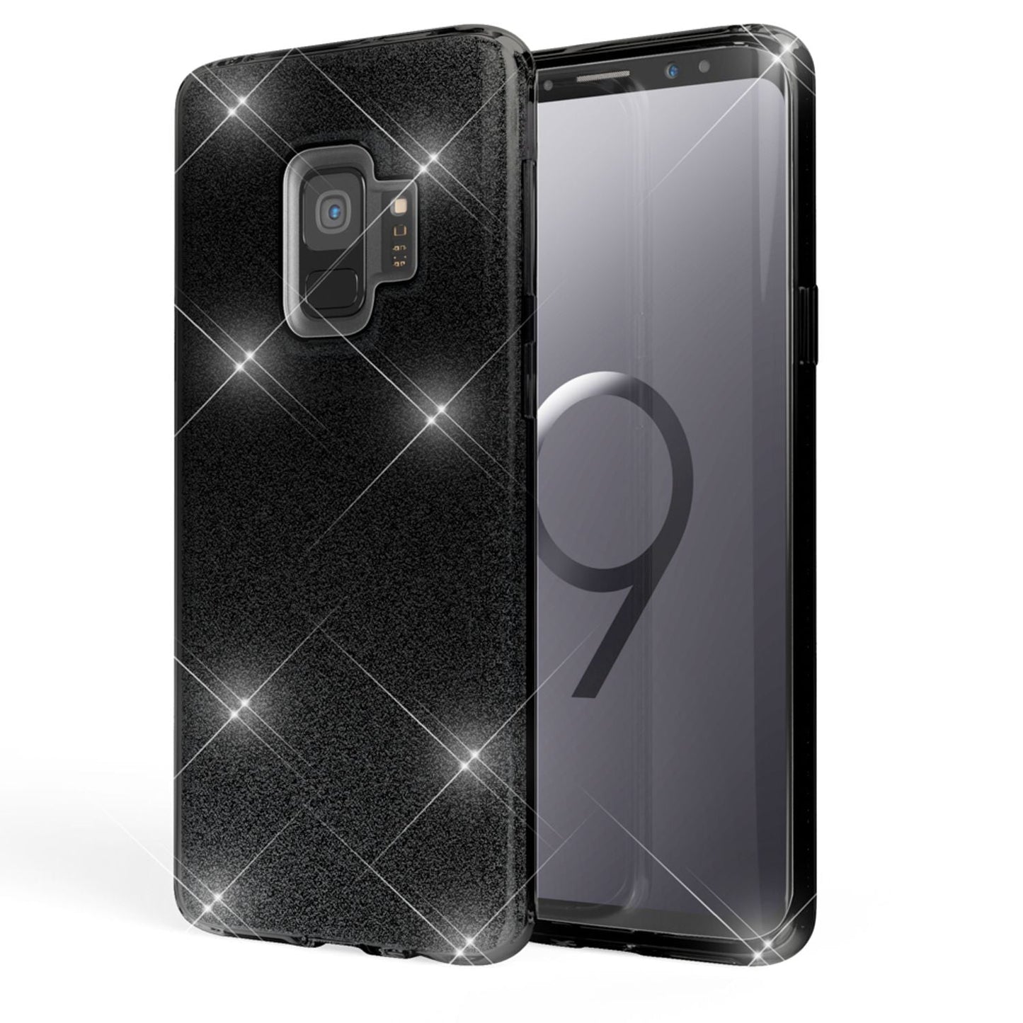 NALIA Glitzerhülle für Samsung Galaxy S9 – Funkelnder Glitzer-Look & Grip – SHINEPOP (Silikon Case) – Marke aus Berlin