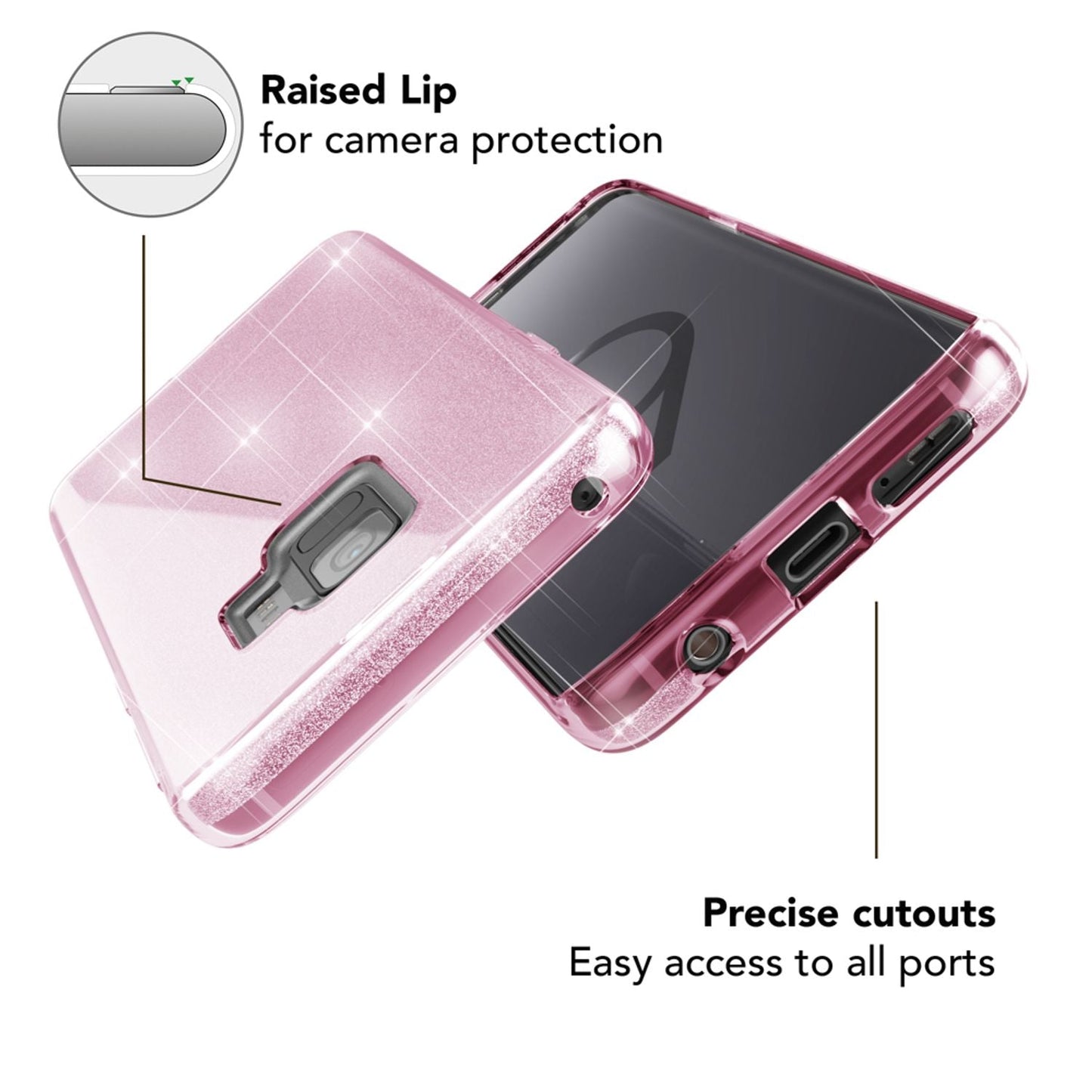 NALIA Glitzerhülle für Samsung Galaxy S9 – Funkelnder Glitzer-Look & Grip – SHINEPOP (Silikon Case) – Marke aus Berlin