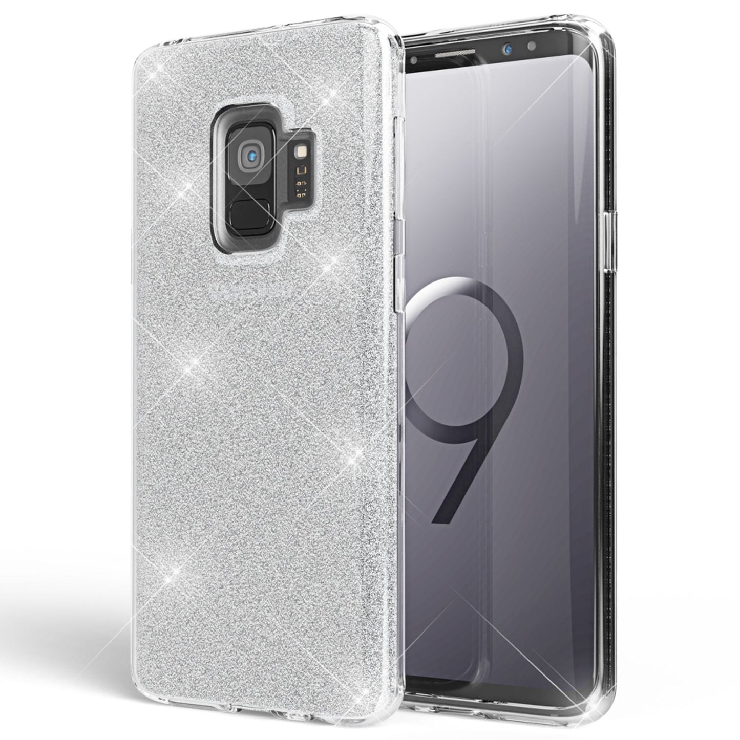 NALIA Glitzerhülle für Samsung Galaxy S9 – Funkelnder Glitzer-Look & Grip – SHINEPOP (Silikon Case) – Marke aus Berlin