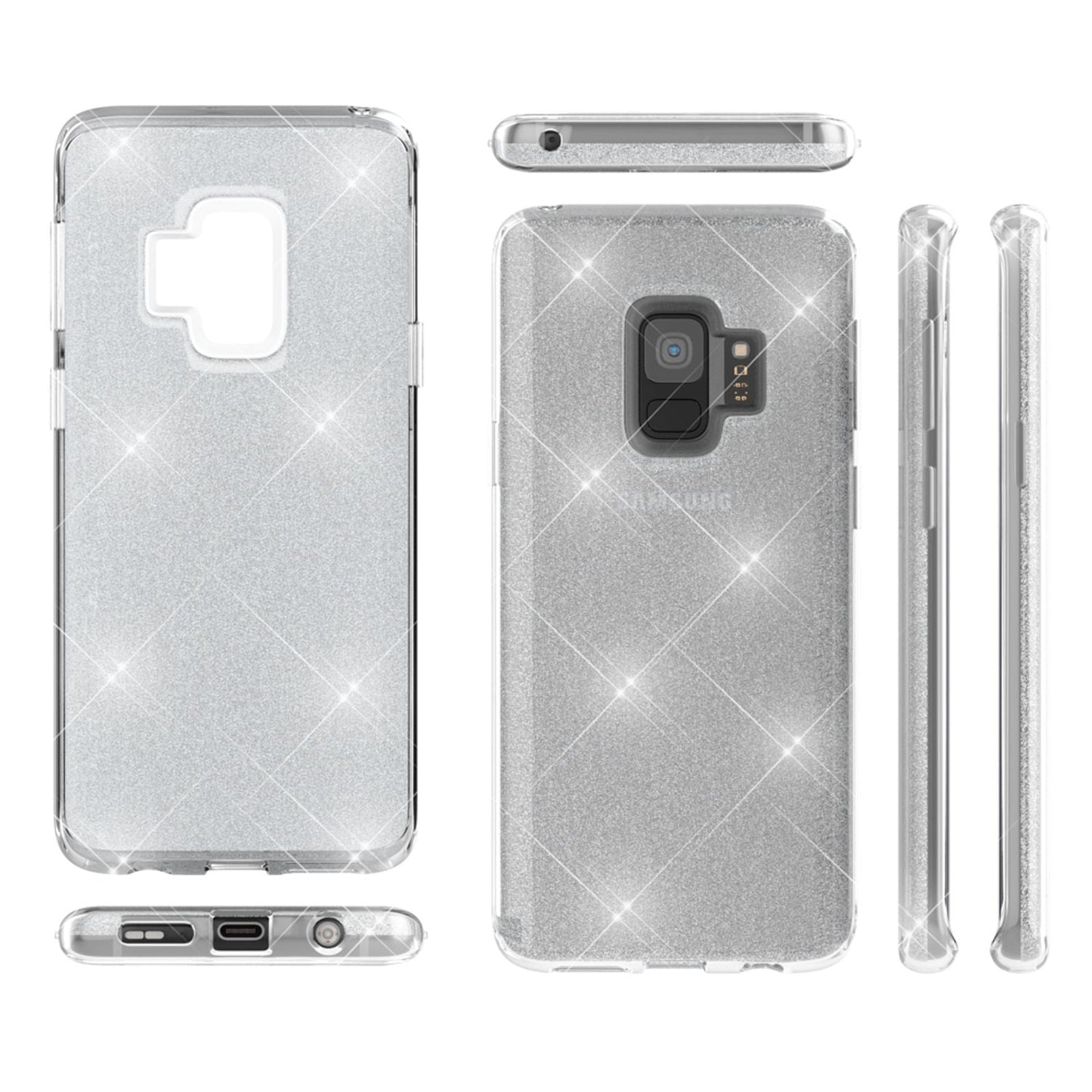 NALIA Glitzerhülle für Samsung Galaxy S9 – Funkelnder Glitzer-Look & Grip – SHINEPOP (Silikon Case) – Marke aus Berlin