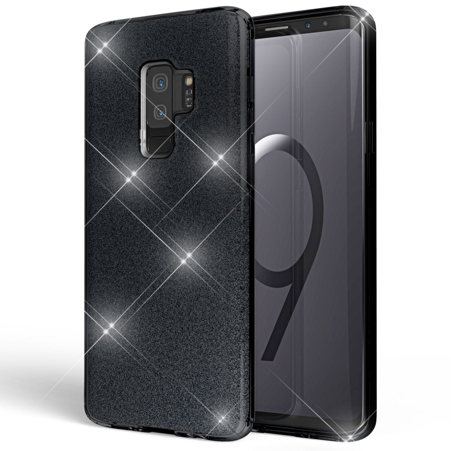 NALIA Glitzerhülle für Samsung Galaxy S9 Plus – Funkelnder Glitzer-Look & Grip – SHINEPOP (Silikon Case) – Marke aus Berlin