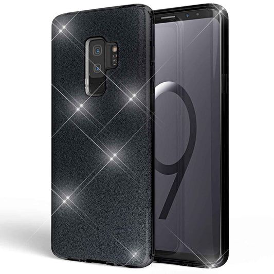NALIA Glitzerhülle für Samsung Galaxy S9 Plus – Funkelnder Glitzer-Look & Grip – SHINEPOP (Silikon Case) – Marke aus Berlin