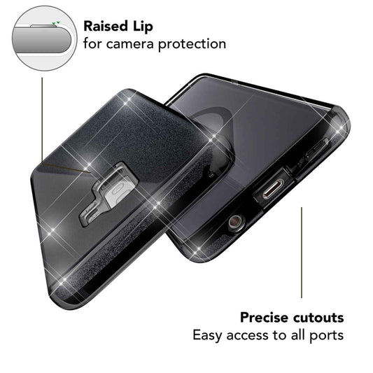 NALIA Glitzerhülle für Samsung Galaxy S9 Plus – Funkelnder Glitzer-Look & Grip – SHINEPOP (Silikon Case) – Marke aus Berlin