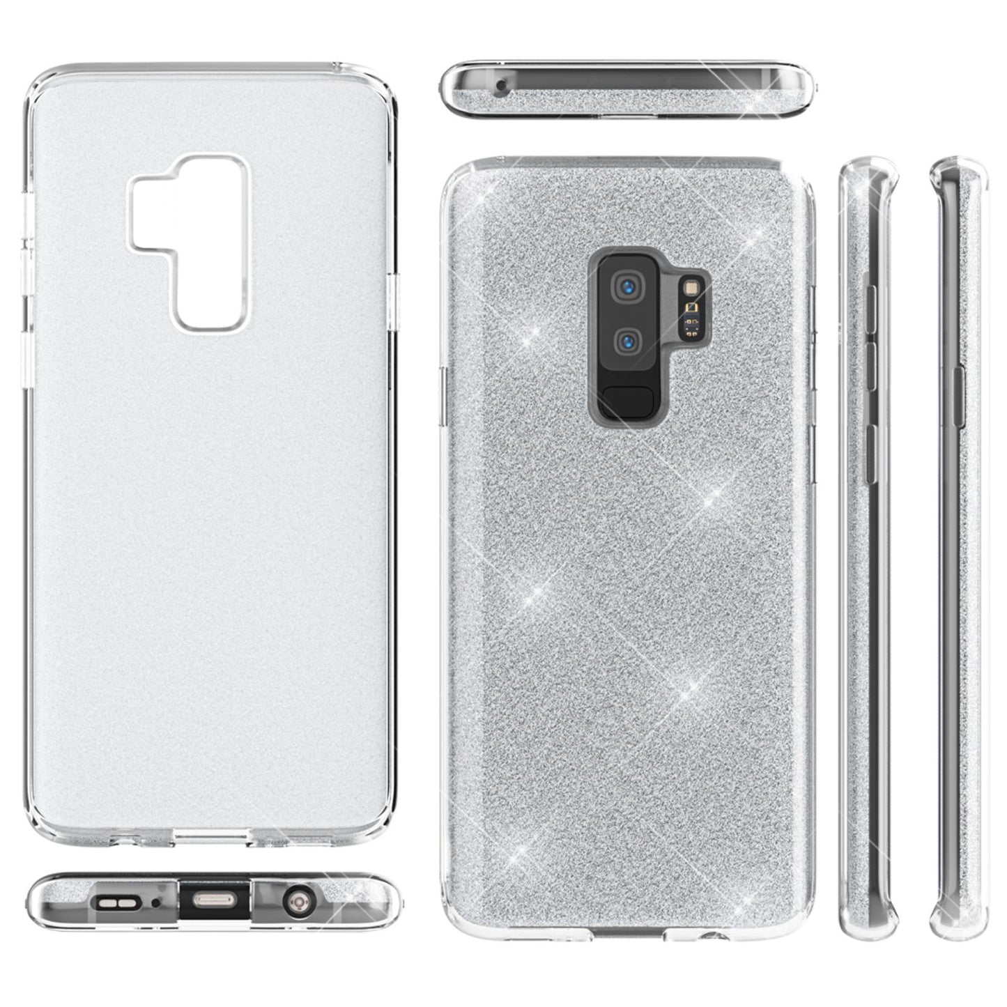 NALIA Glitzerhülle für Samsung Galaxy S9 Plus – Funkelnder Glitzer-Look & Grip – SHINEPOP (Silikon Case) – Marke aus Berlin