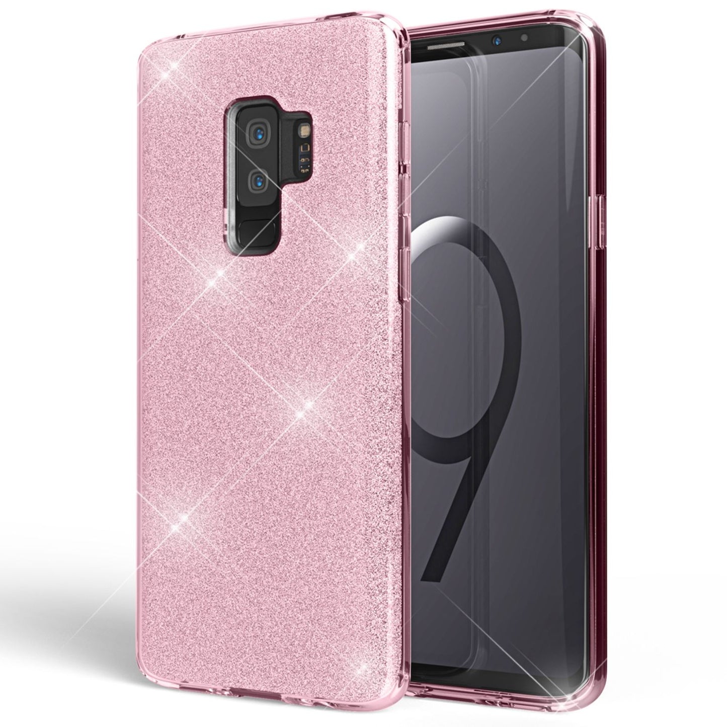 NALIA Glitzerhülle für Samsung Galaxy S9 Plus – Funkelnder Glitzer-Look & Grip – SHINEPOP (Silikon Case) – Marke aus Berlin