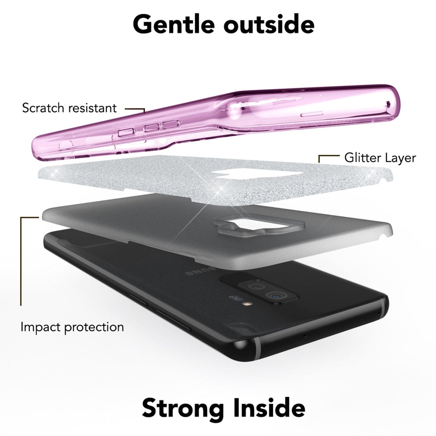 NALIA Glitzerhülle für Samsung Galaxy S9 – Funkelnder Glitzer-Look & Grip – SHINEPOP (Silikon Case) – Marke aus Berlin