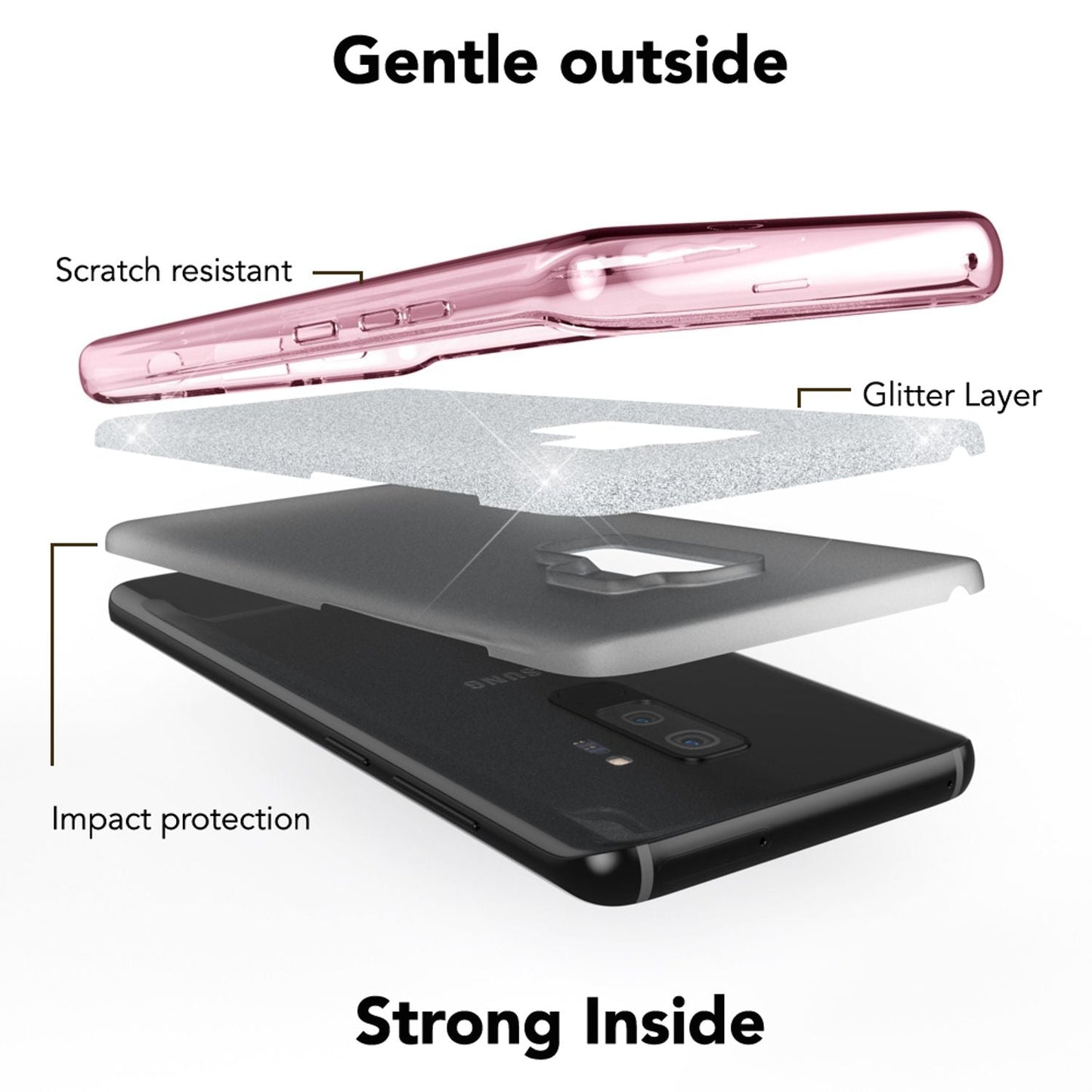 NALIA Glitzerhülle für Samsung Galaxy S9 Plus – Funkelnder Glitzer-Look & Grip – SHINEPOP (Silikon Case) – Marke aus Berlin