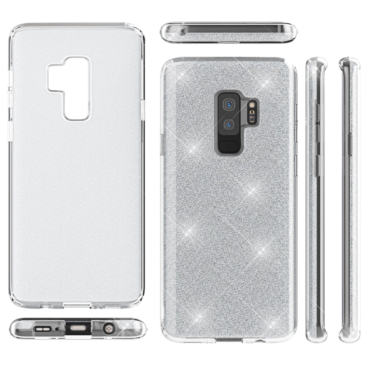 NALIA Glitzerhülle für Samsung Galaxy S9 Plus – Funkelnder Glitzer-Look & Grip – SHINEPOP (Silikon Case) – Marke aus Berlin