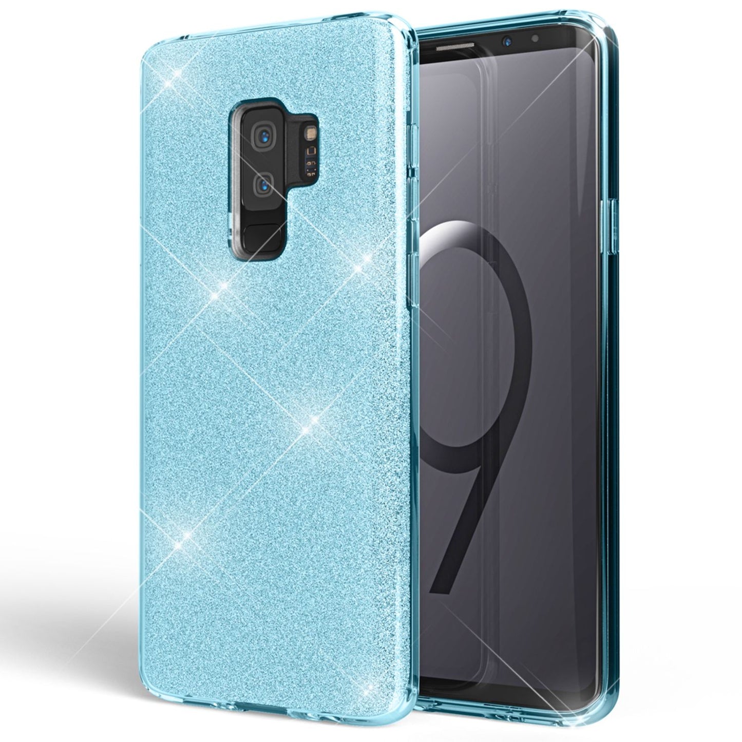 NALIA Glitzerhülle für Samsung Galaxy S9 Plus – Funkelnder Glitzer-Look & Grip – SHINEPOP (Silikon Case) – Marke aus Berlin