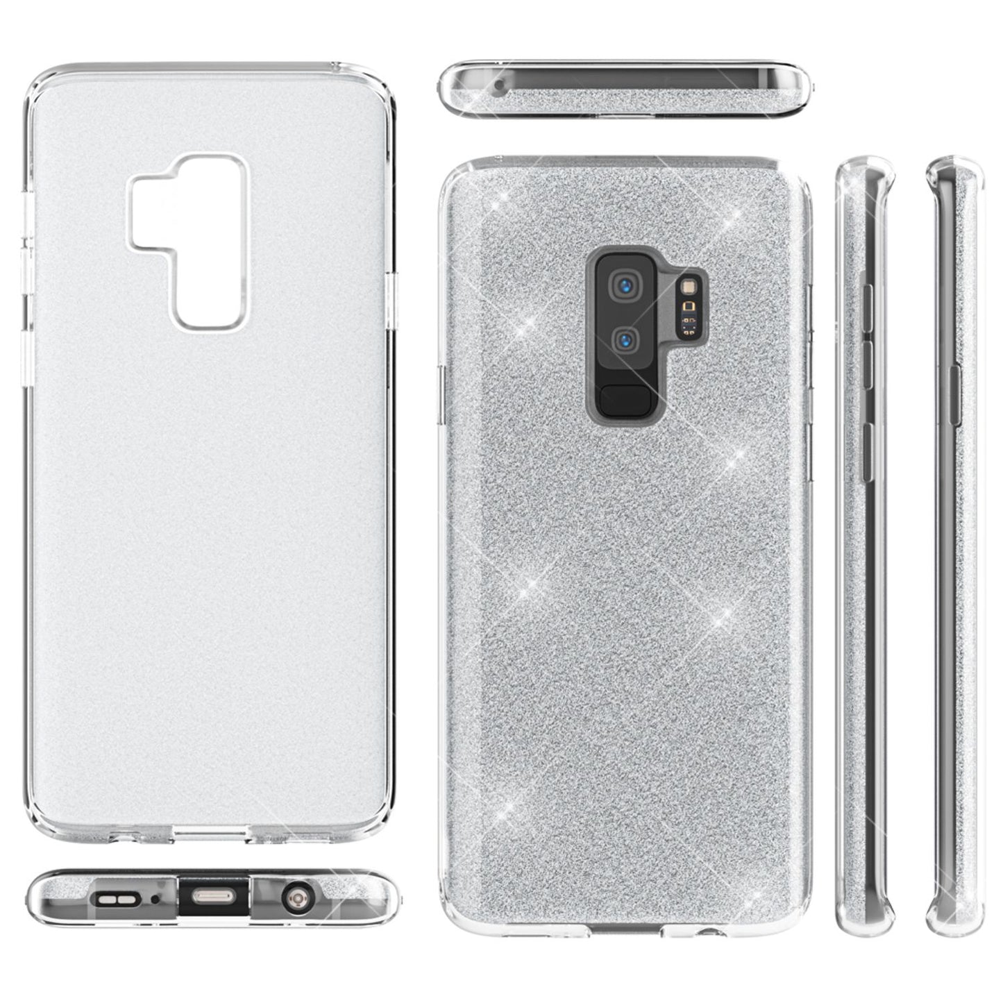 NALIA Glitzerhülle für Samsung Galaxy S9 Plus – Funkelnder Glitzer-Look & Grip – SHINEPOP (Silikon Case) – Marke aus Berlin