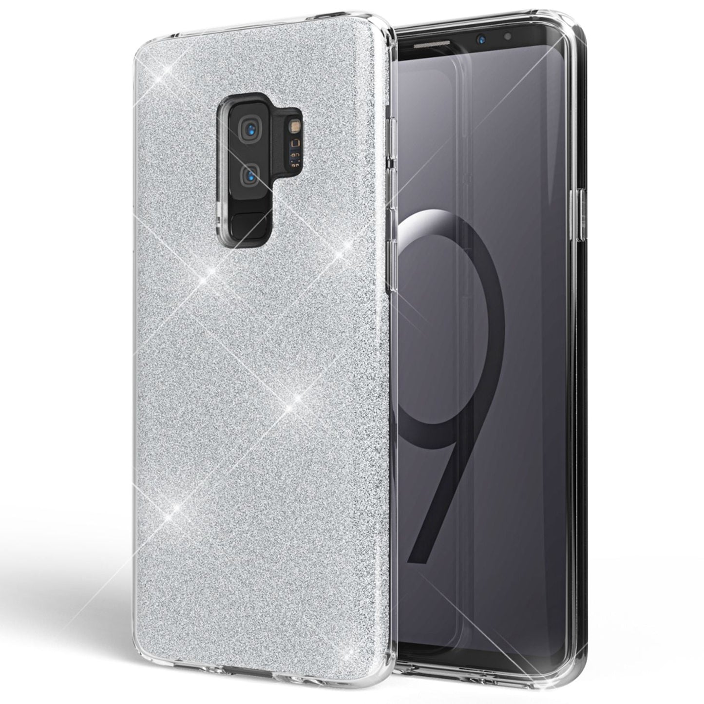 NALIA Glitzerhülle für Samsung Galaxy S9 Plus – Funkelnder Glitzer-Look & Grip – SHINEPOP (Silikon Case) – Marke aus Berlin