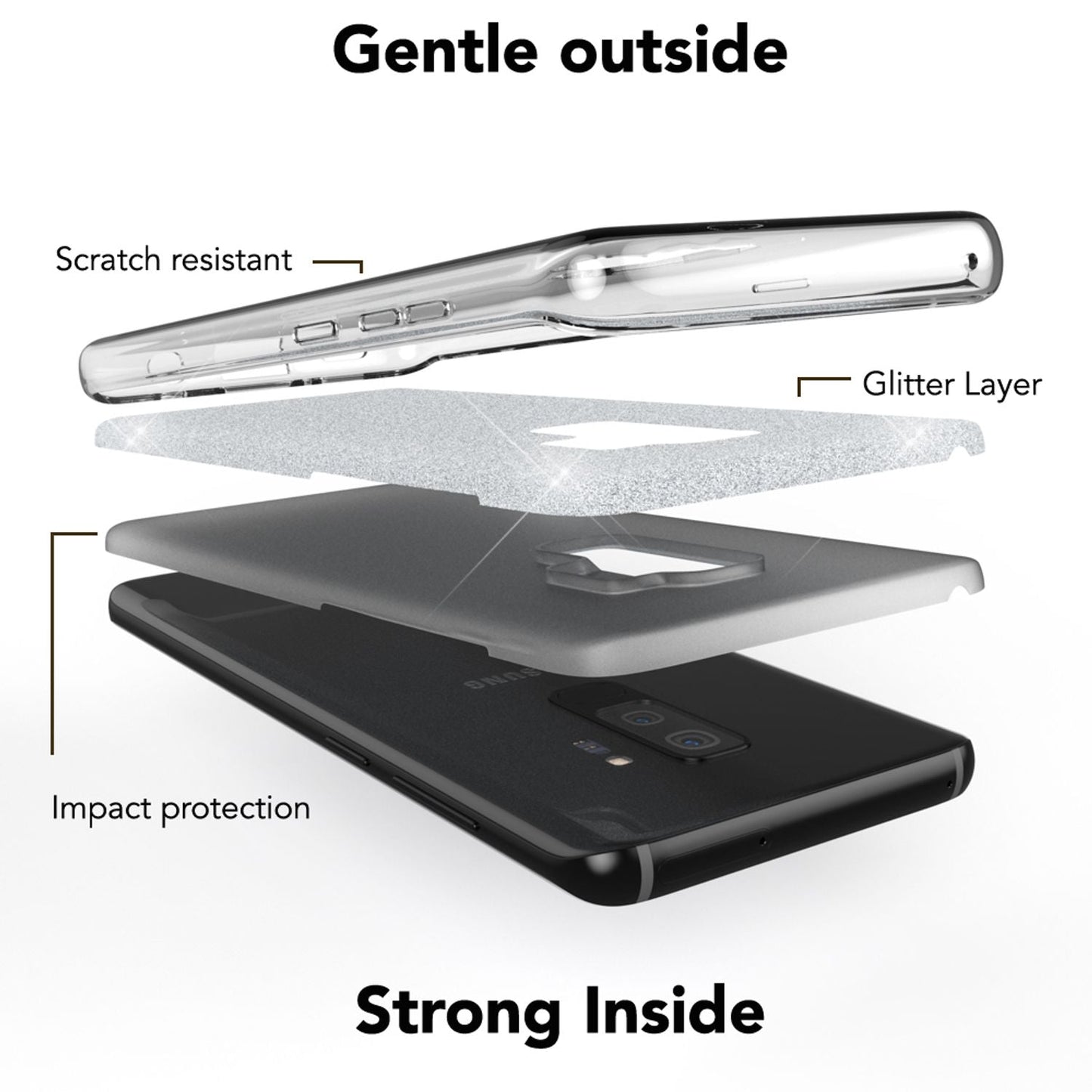 NALIA Glitzerhülle für Samsung Galaxy S9 Plus – Funkelnder Glitzer-Look & Grip – SHINEPOP (Silikon Case) – Marke aus Berlin
