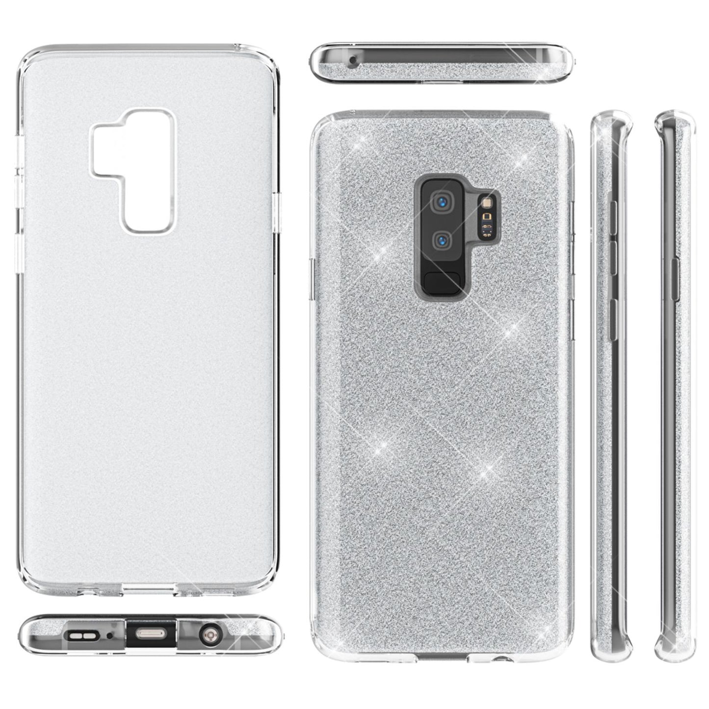 NALIA Glitzerhülle für Samsung Galaxy S9 Plus – Funkelnder Glitzer-Look & Grip – SHINEPOP (Silikon Case) – Marke aus Berlin