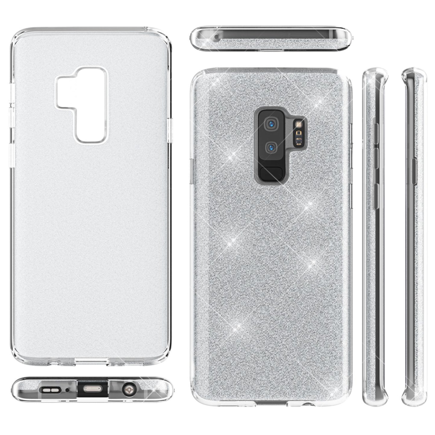 NALIA Glitzerhülle für Samsung Galaxy S9 Plus – Funkelnder Glitzer-Look & Grip – SHINEPOP (Silikon Case) – Marke aus Berlin