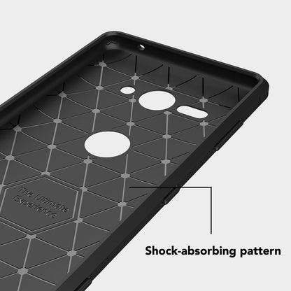 NALIA Silikonhülle für Sony Xperia XZ2 Compact – Rutschfest & Matt – VORTEX (Gebürstete Optik & Carbon Design) – Marke aus Berlin